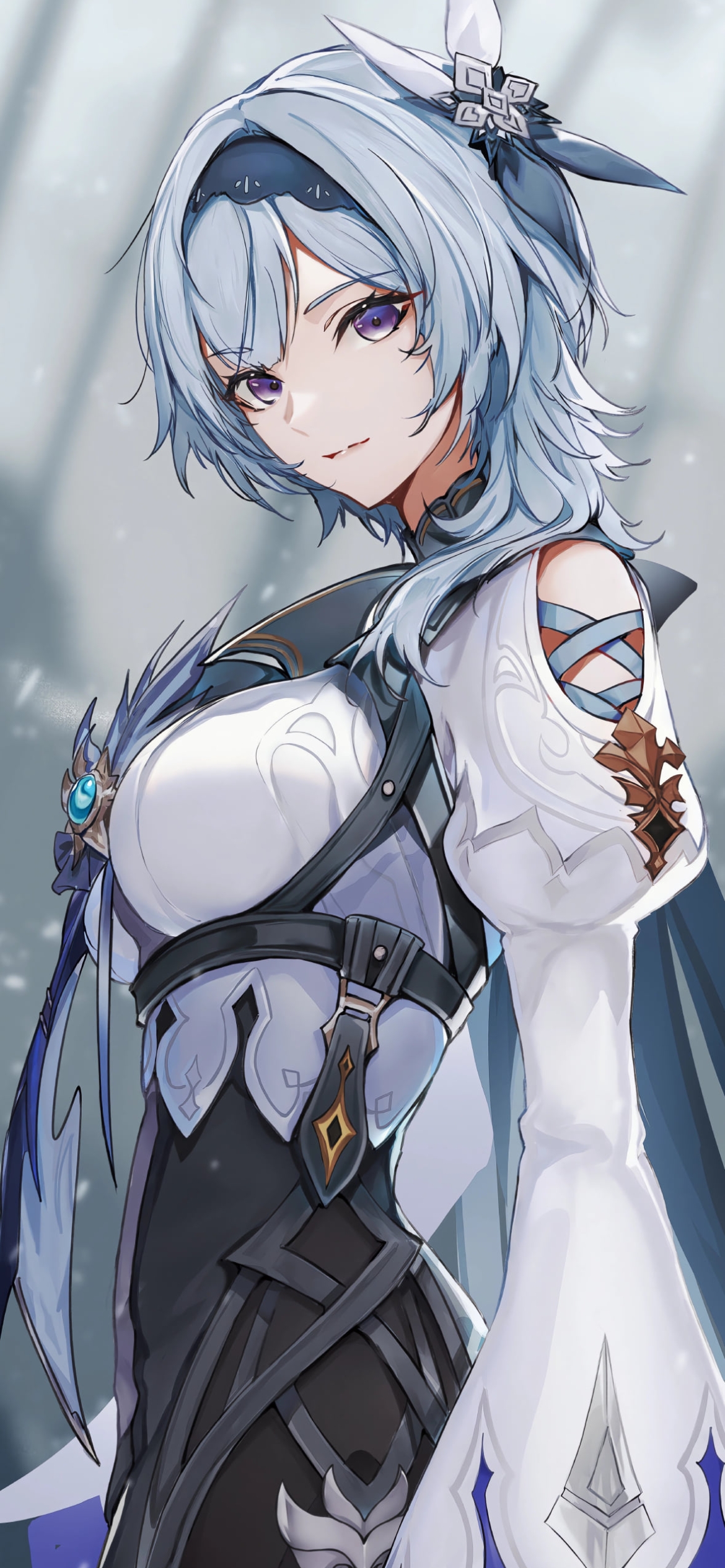 こちらを見つめる綺麗なエウレア・ローレンス / 原神の1170 x 2532 / スマホ壁紙