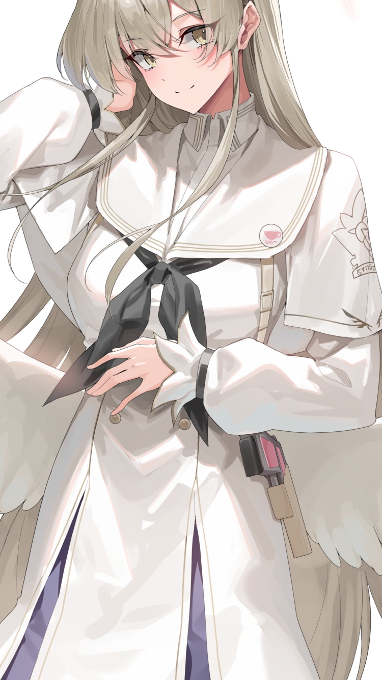 白い羽が生えた桐藤ナギサ / ブルーアーカイブの750 x 1334 / スマホ壁紙