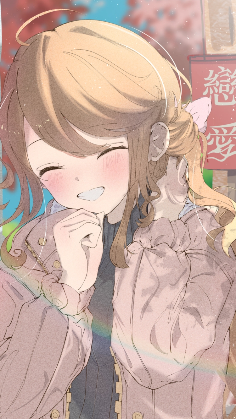 頬を赤らめて笑う所恵美 / アイドルマスターの750 x 1334 / スマホ壁紙