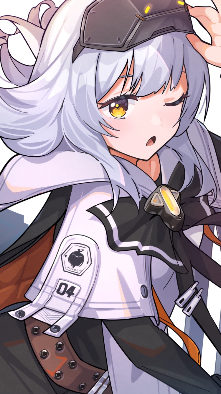 片目をつぶる可愛いスノーホワイト / 勝利の女神 NIKKEの750 x 1334 / スマホ壁紙