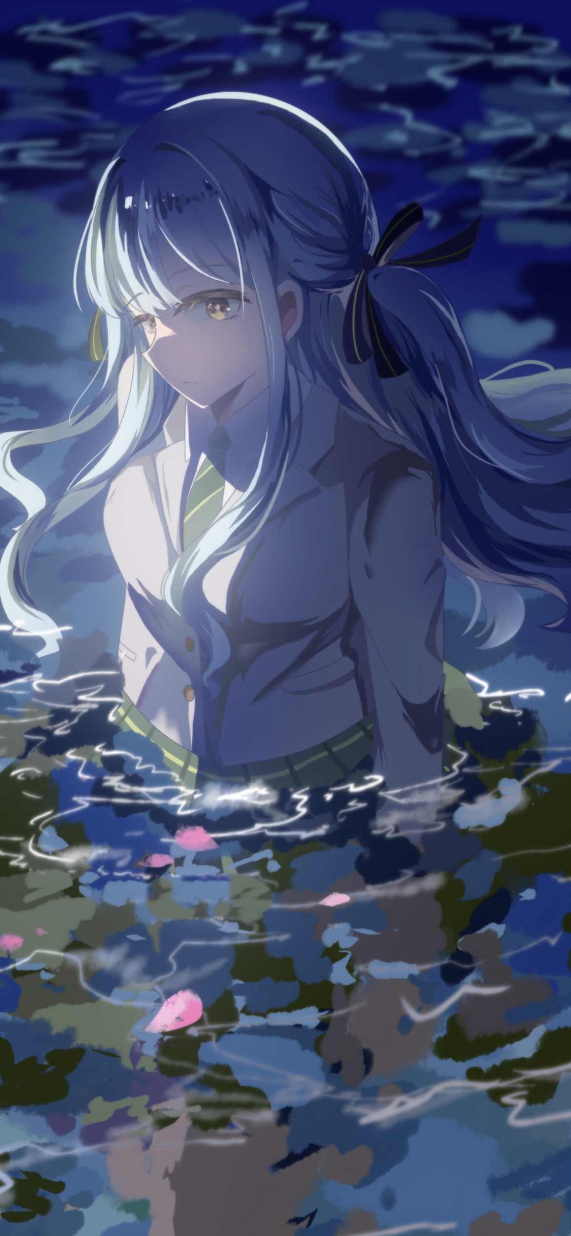 水に浸かる豊川祥子 / バンドリ！の1170 x 2532 / スマホ壁紙