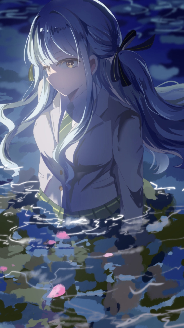 水に浸かる豊川祥子 / バンドリ！の750 x 1334 / スマホ壁紙