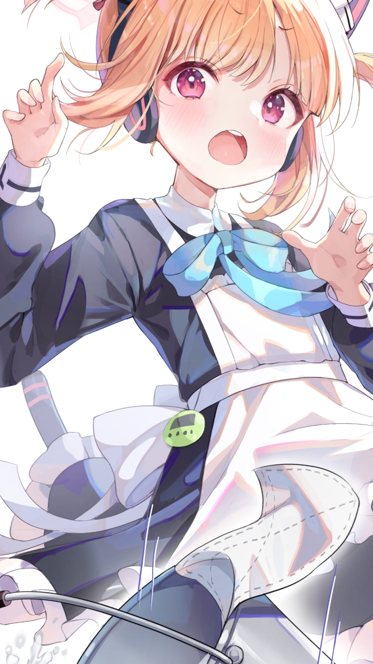 メイド姿の才羽ミドリ / ブルーアーカイブの750 x 1334 / スマホ壁紙