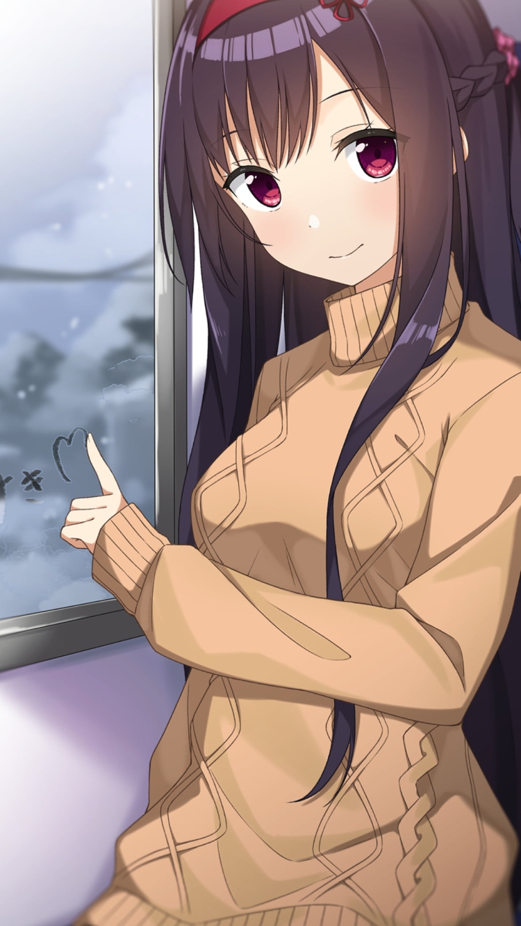 電車の窓に「すき」と書く鎌倉詩桜 / ハミダシクリエイティブの750 x 1334 / スマホ壁紙