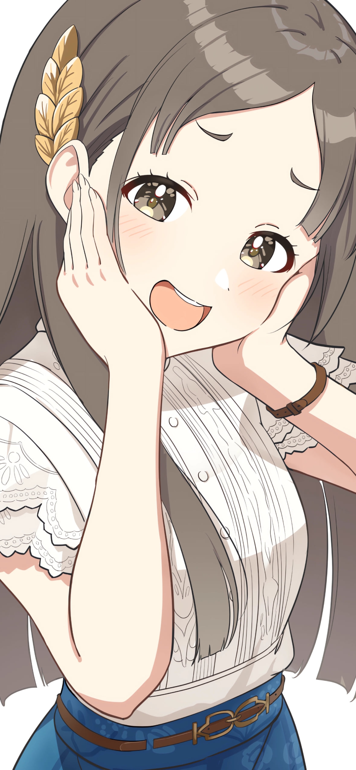 ほっぺたに両手をあてる可愛い倉本千奈 / 学園アイドルマスターの1170 x 2532 / スマホ壁紙