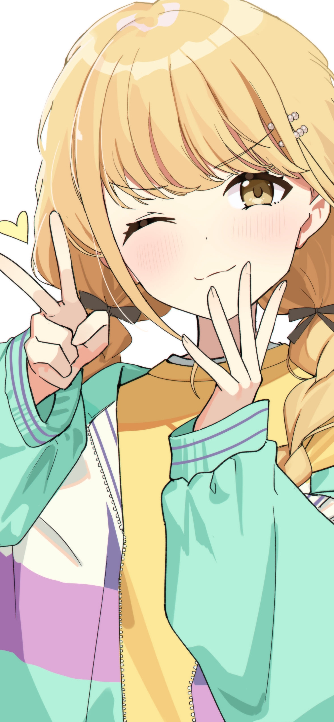 ウィンクしてピースをする藤田ことね / 学園アイドルマスターの1170 x 2532 / スマホ壁紙