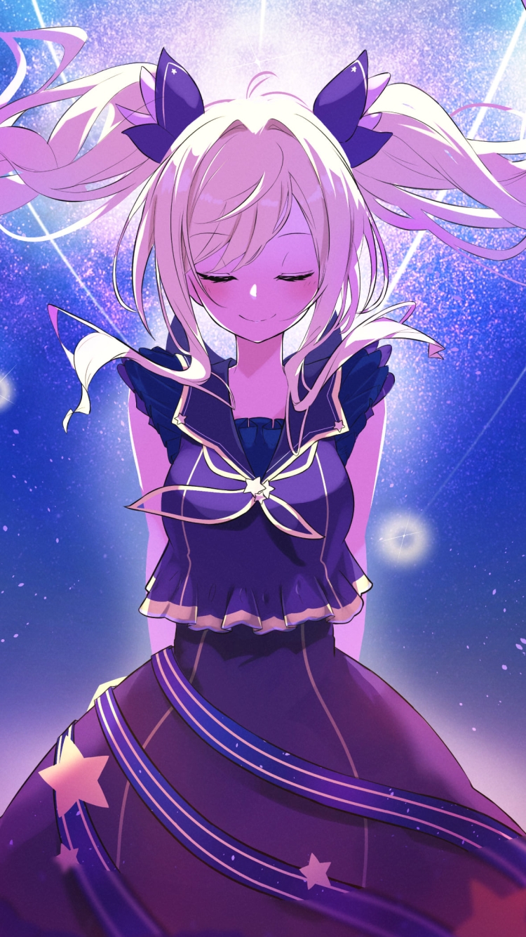 星空と目をつぶる天馬咲希 / プロジェクトセカイの750 x 1334 / スマホ壁紙