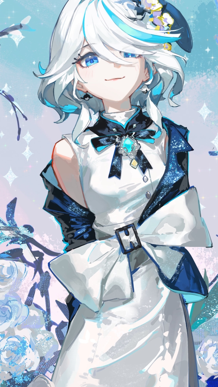 こちらに微笑むフリーナ / 原神の750 x 1334 / スマホ壁紙