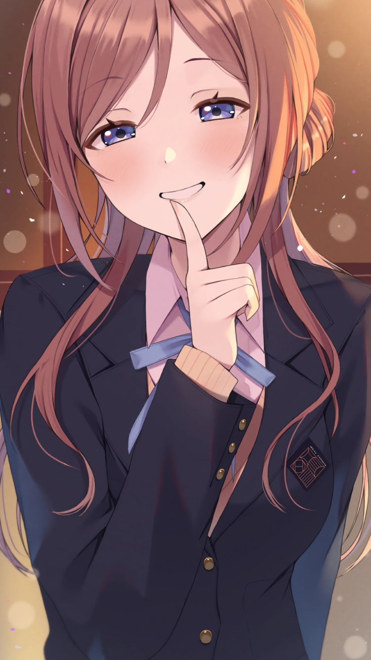 人差し指を口元にあてる姫崎莉波 / アイドルマスターの750 x 1334 / スマホ壁紙