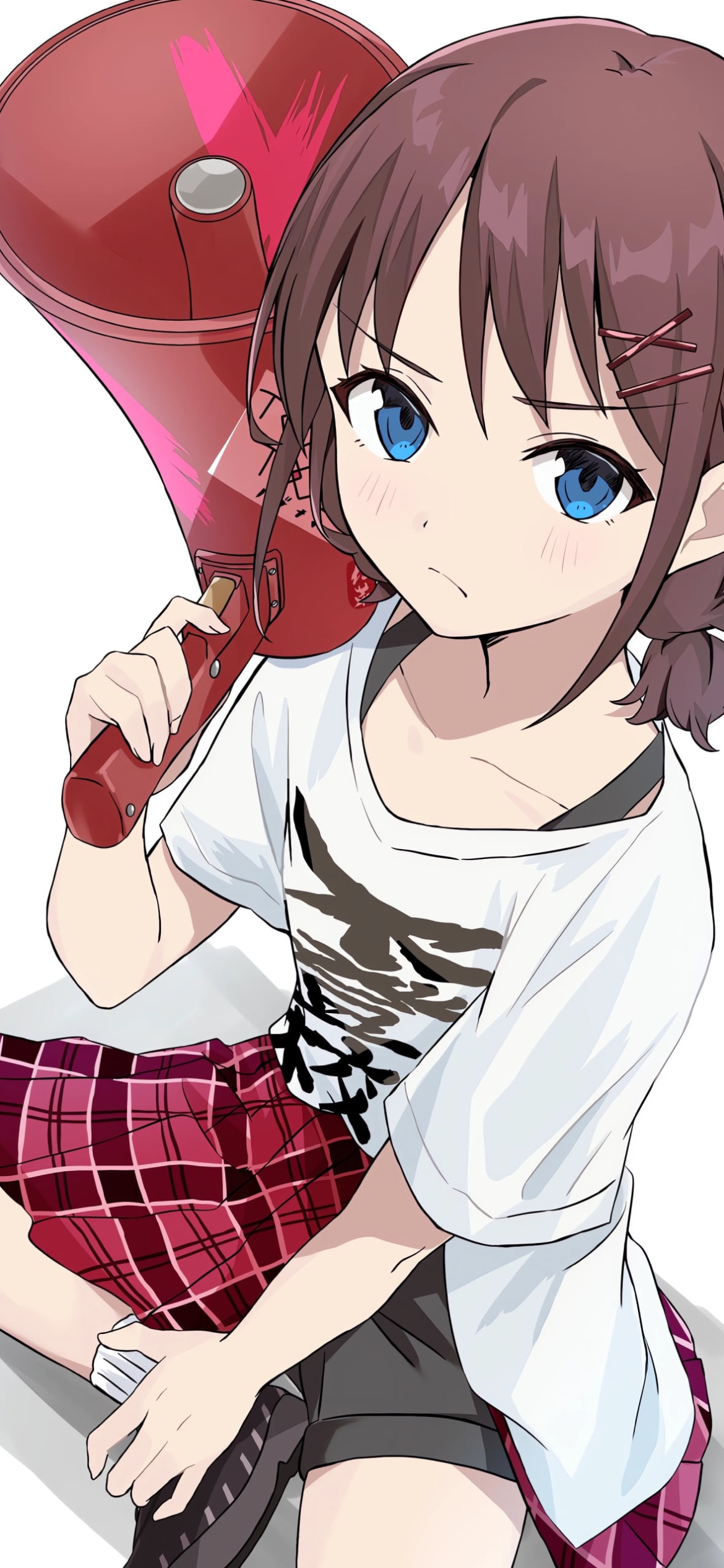 赤い拡声器を持つ井芹仁菜 / ガールズバンドクライの1170 x 2532 / スマホ壁紙