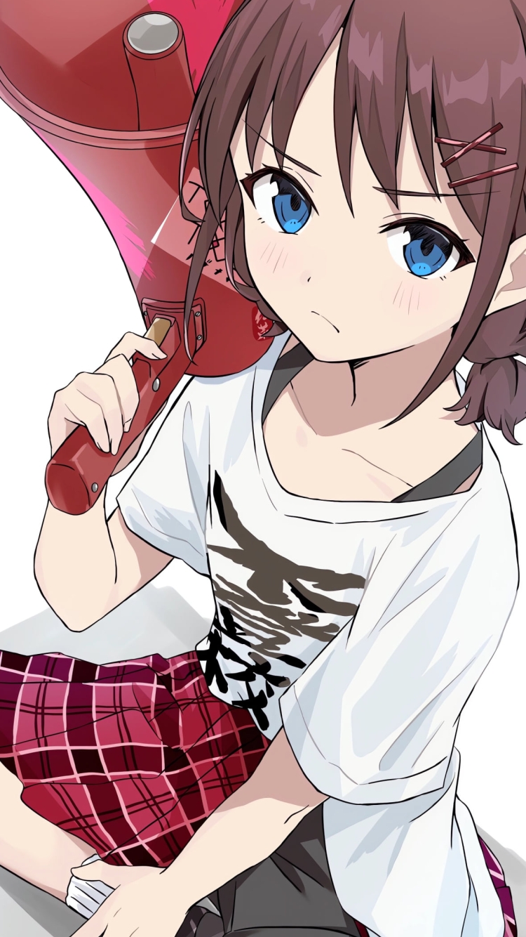 赤い拡声器を持つ井芹仁菜 / ガールズバンドクライの750 x 1334 / スマホ壁紙