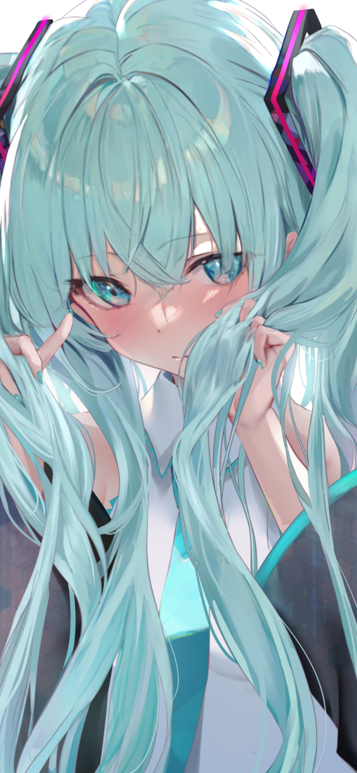 ツインテールの髪を持つ初音ミク / ボーカロイドの1170 x 2532 / スマホ壁紙