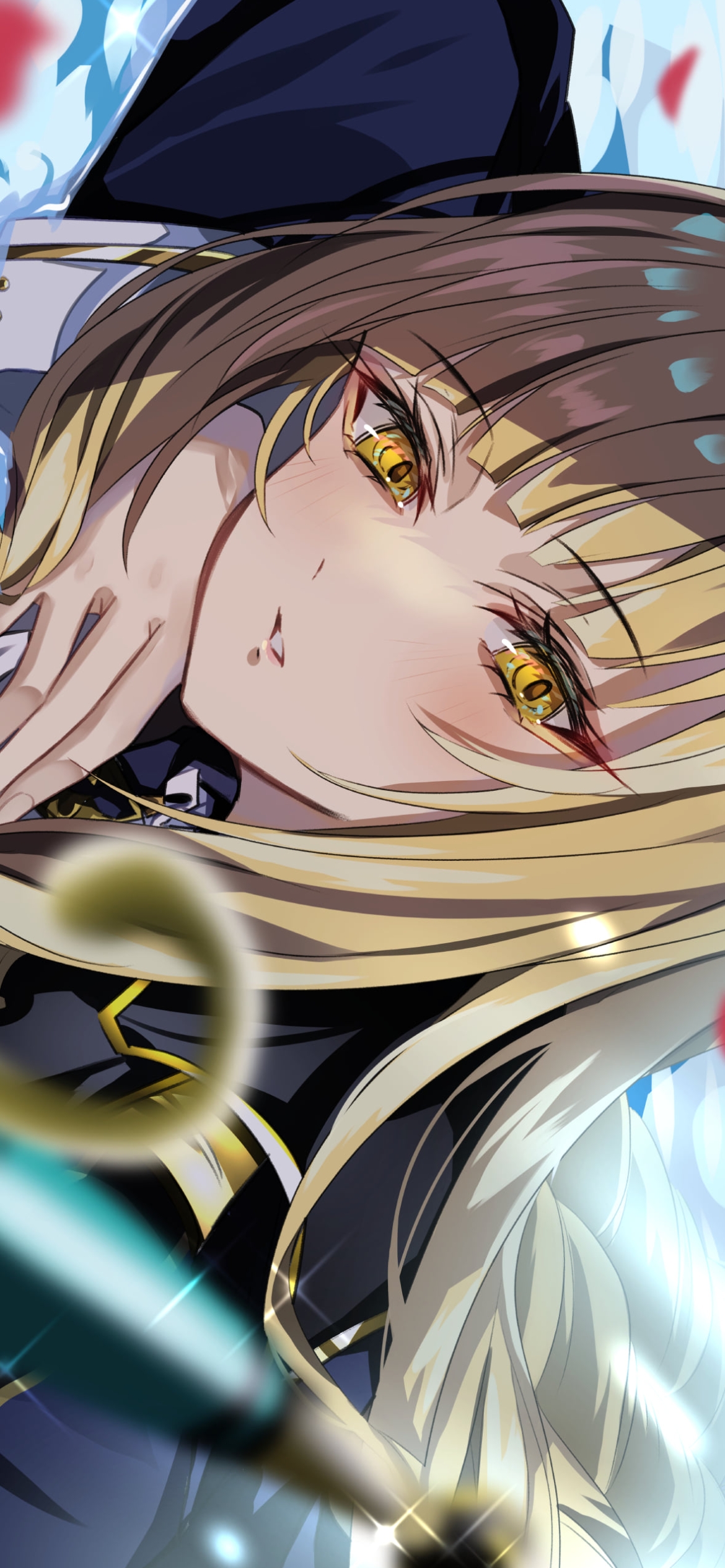 黄色い瞳でこちらを見つめるローズ・オリアナ / 陰の実力者になりたくて!の1170 x 2532 / スマホ壁紙