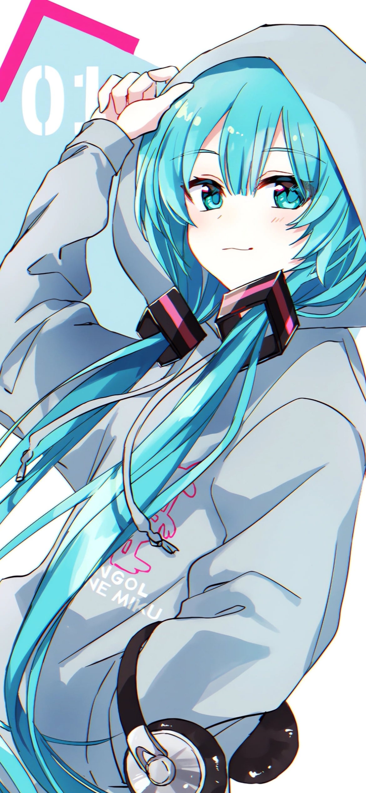 フードに手をかける初音ミク / ボカロの1170 x 2532 / スマホ壁紙