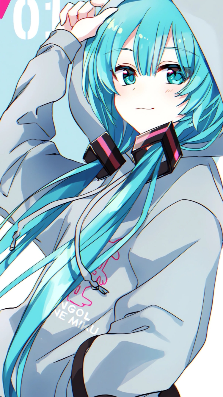 フードに手をかける初音ミク / ボカロの750 x 1334 / スマホ壁紙