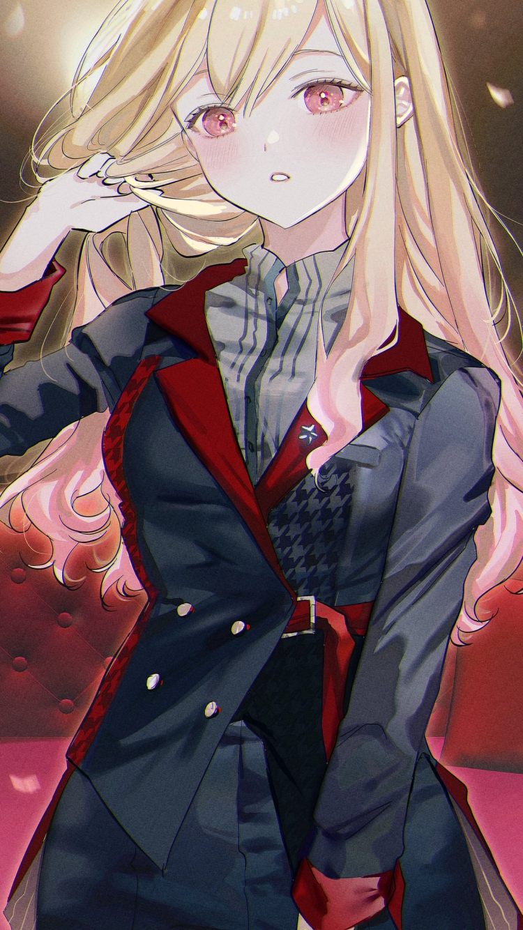 ブロンドの髪を触る天馬咲希 / プロジェクトセカイの750 x 1334 / スマホ壁紙