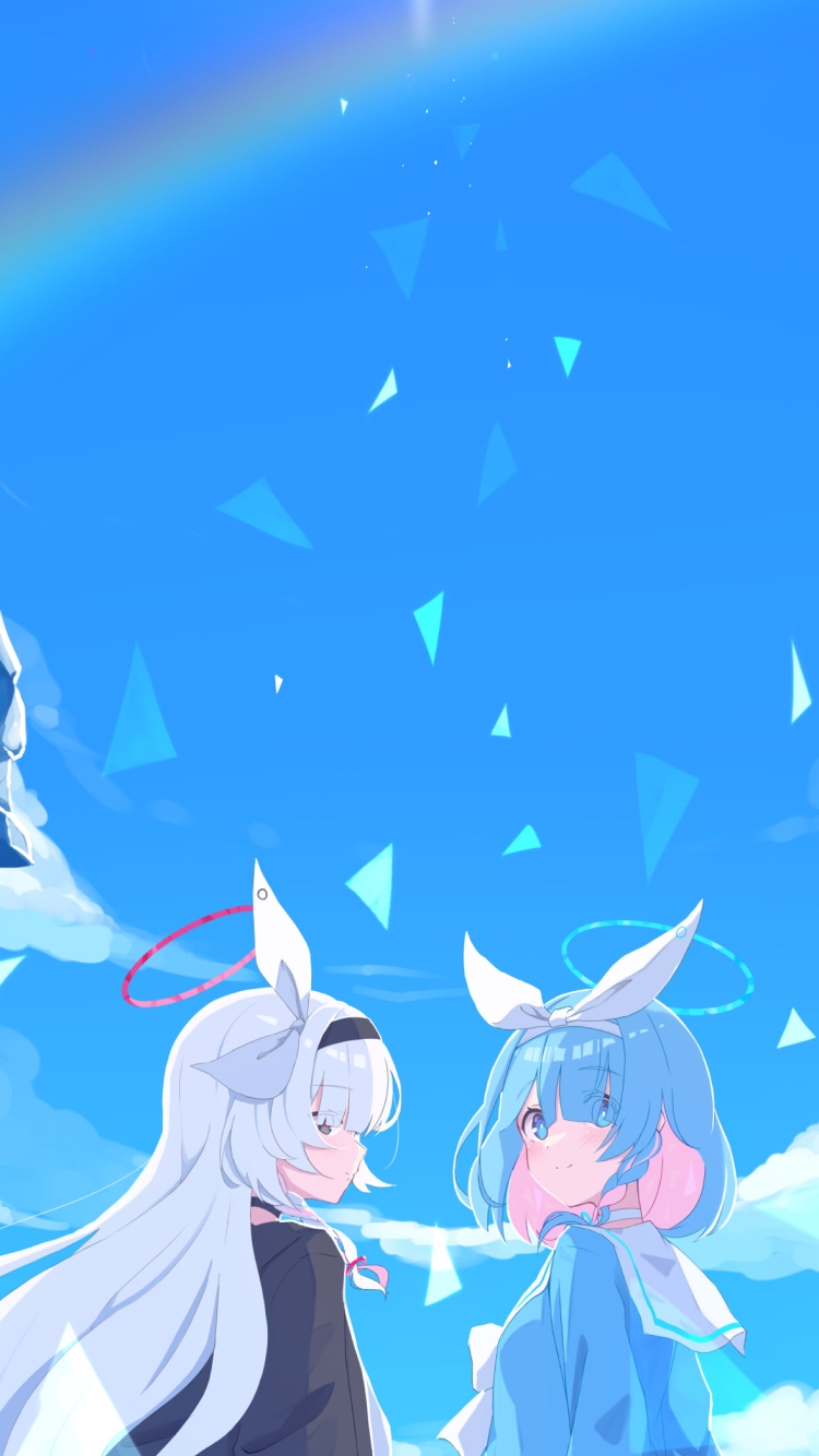 青空の下、佇むアロナとプラナ / ブルーアーカイブの750 x 1334 / スマホ壁紙