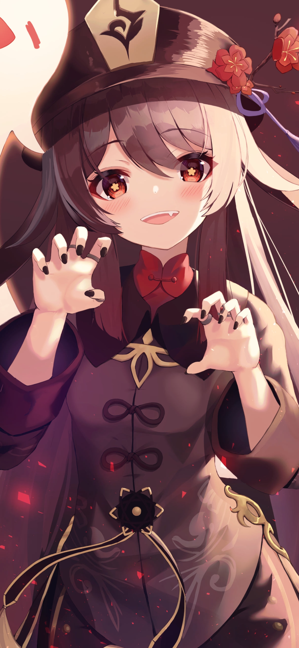 両手の爪を立てる可愛い胡桃 / 原神の1170 x 2532 / スマホ壁紙