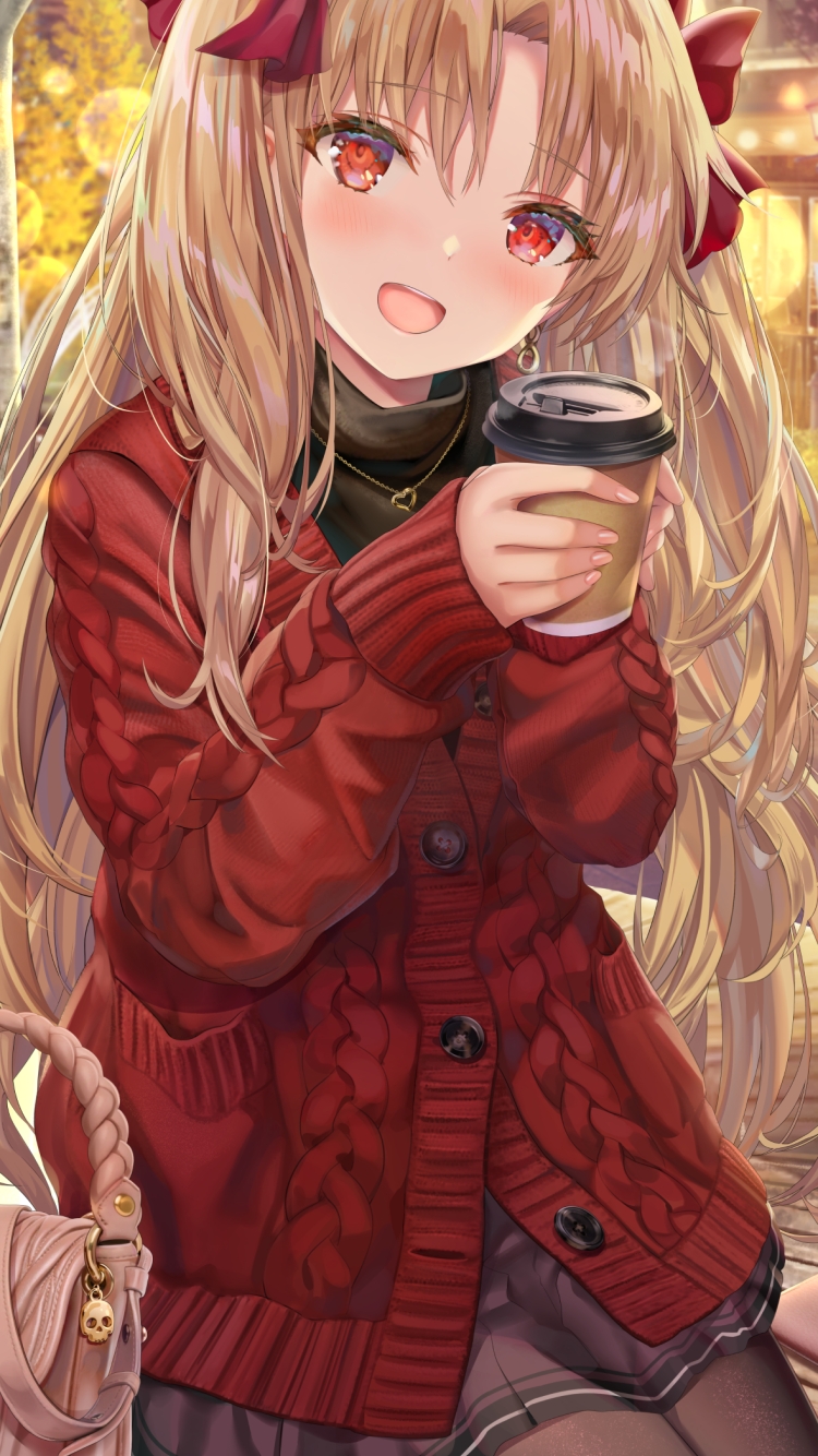 ホットコーヒーを持つエレシュキガル / Fateの750 x 1334 / スマホ壁紙