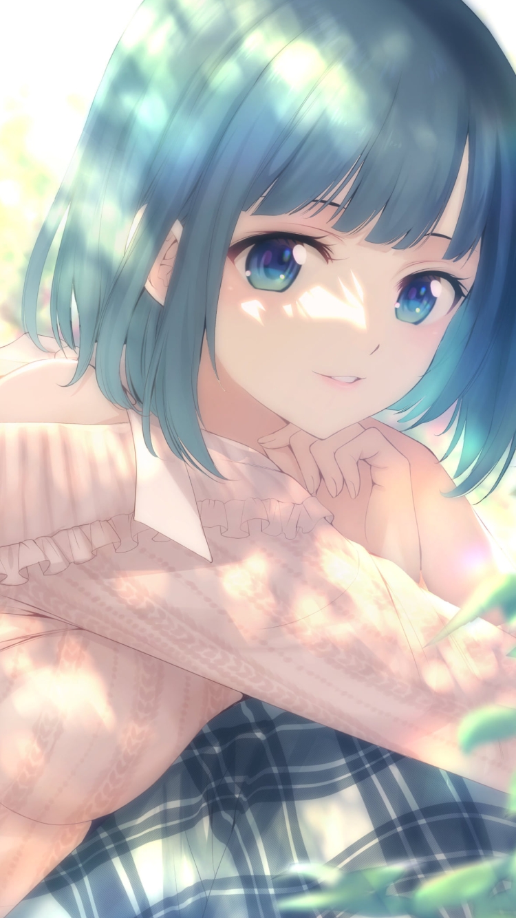 白いセーターを着た小野白菊 / 女神のカフェテラスの750 x 1334 / スマホ壁紙