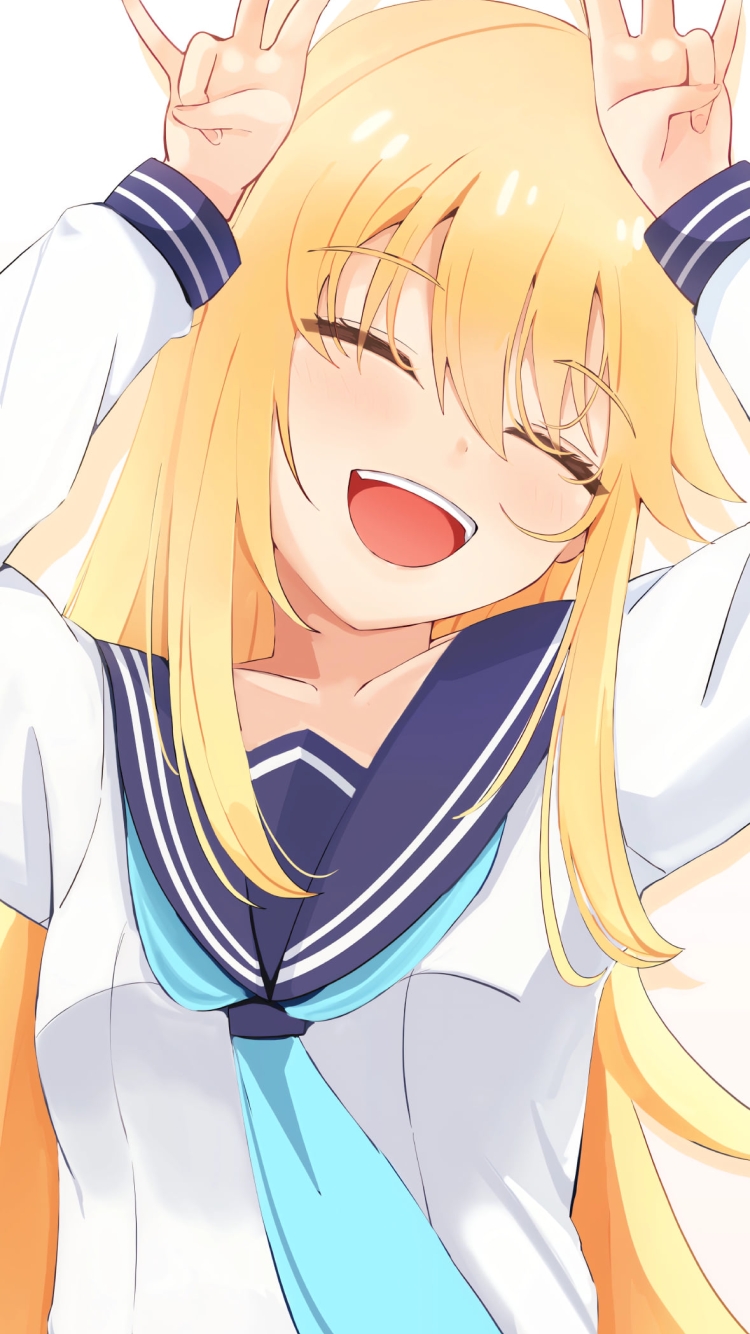 頭の上でピースをする虎視虎子 / しかのこのこのここしたんたんの750 x 1334 / スマホ壁紙