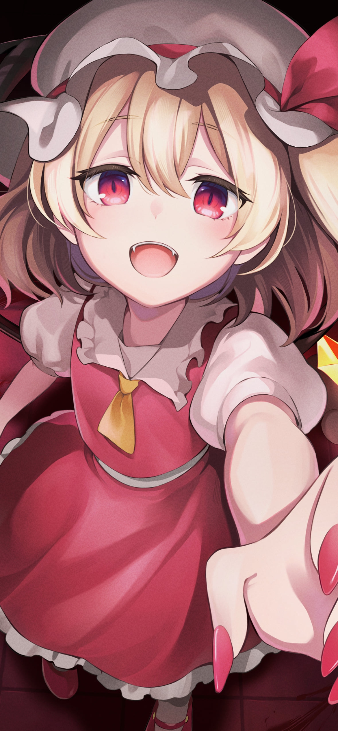 左手を伸ばすフランドール・スカーレット / 東方の1170 x 2532 / スマホ壁紙