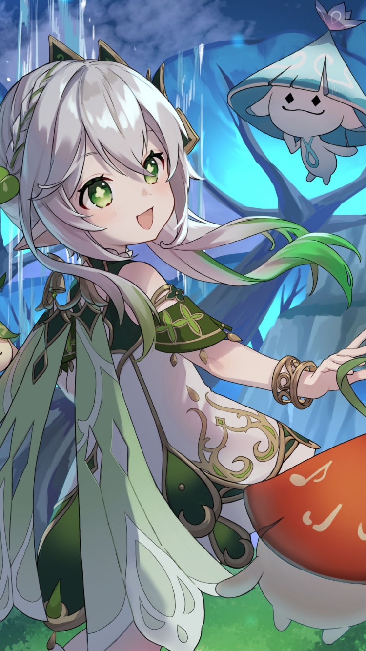 森の中を散歩するアランナラとナヒーダ / 原神の750 x 1334 / スマホ壁紙