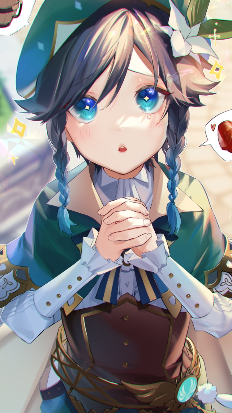 お願いポーズをするウェンティ / 原神の750 x 1334 / スマホ壁紙