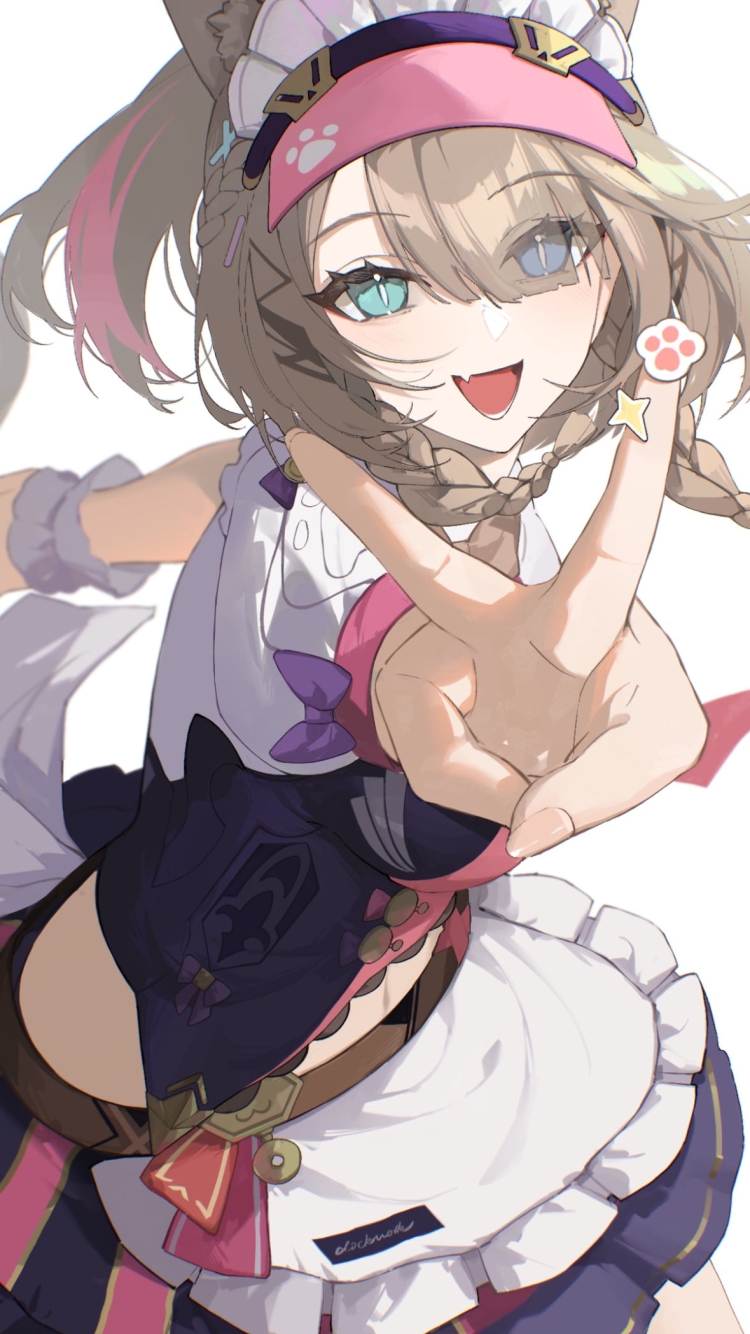 ピースするpardofelis / マーブルキャット / 崩壊3rdの750 x 1334 / スマホ壁紙