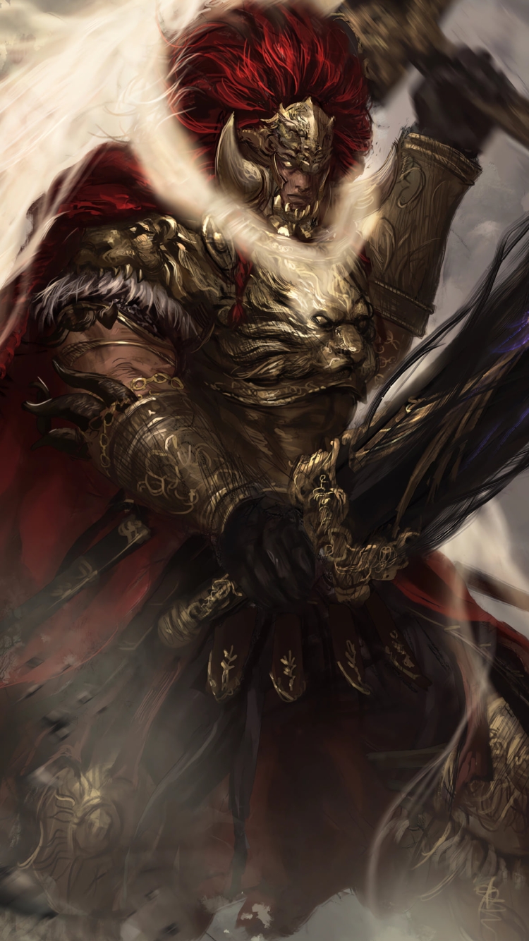 紫の武器を持つ約束の王ラダーン / Promised Consort Radahn / エルデンリングの750 x 1334 / スマホ壁紙