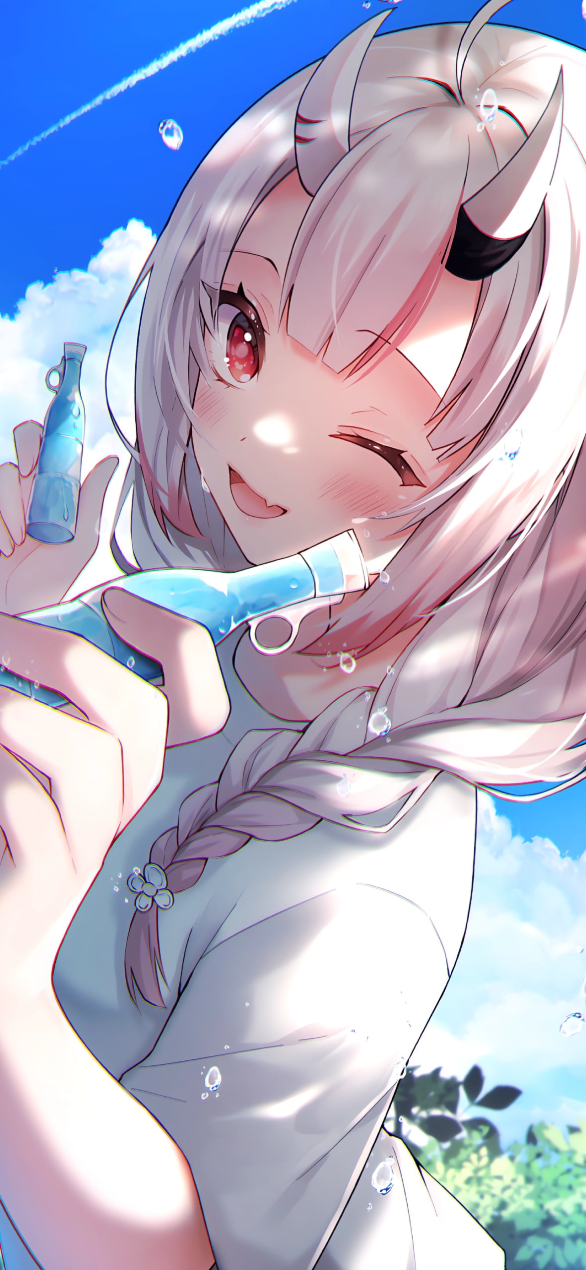 パピコのアイスを差し出す百鬼あやめ / ホロライブ / バーチャルYouTuberの1170 x 2532 / スマホ壁紙