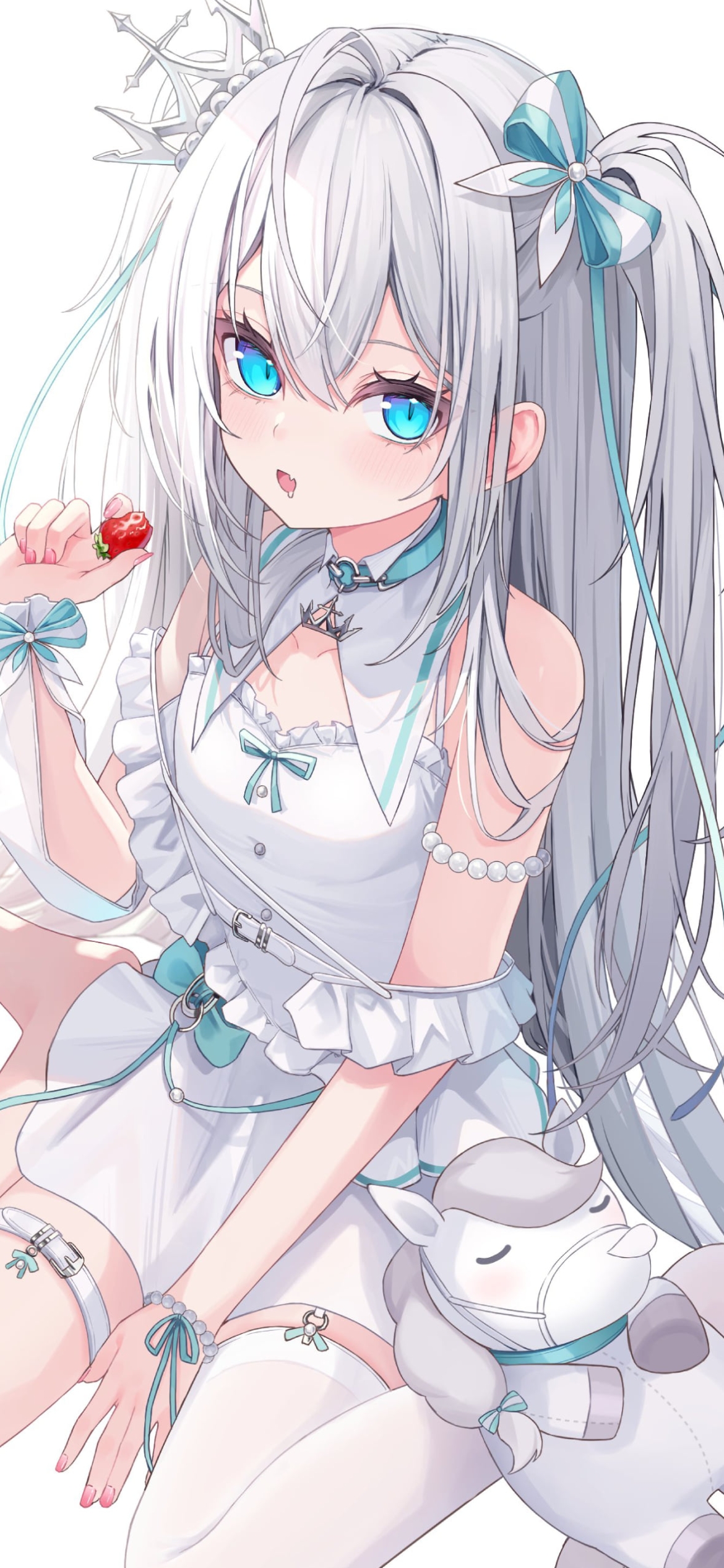 親指に苺を乗せるpetr petrichor / バーチャルYouTuberの1170 x 2532 / スマホ壁紙