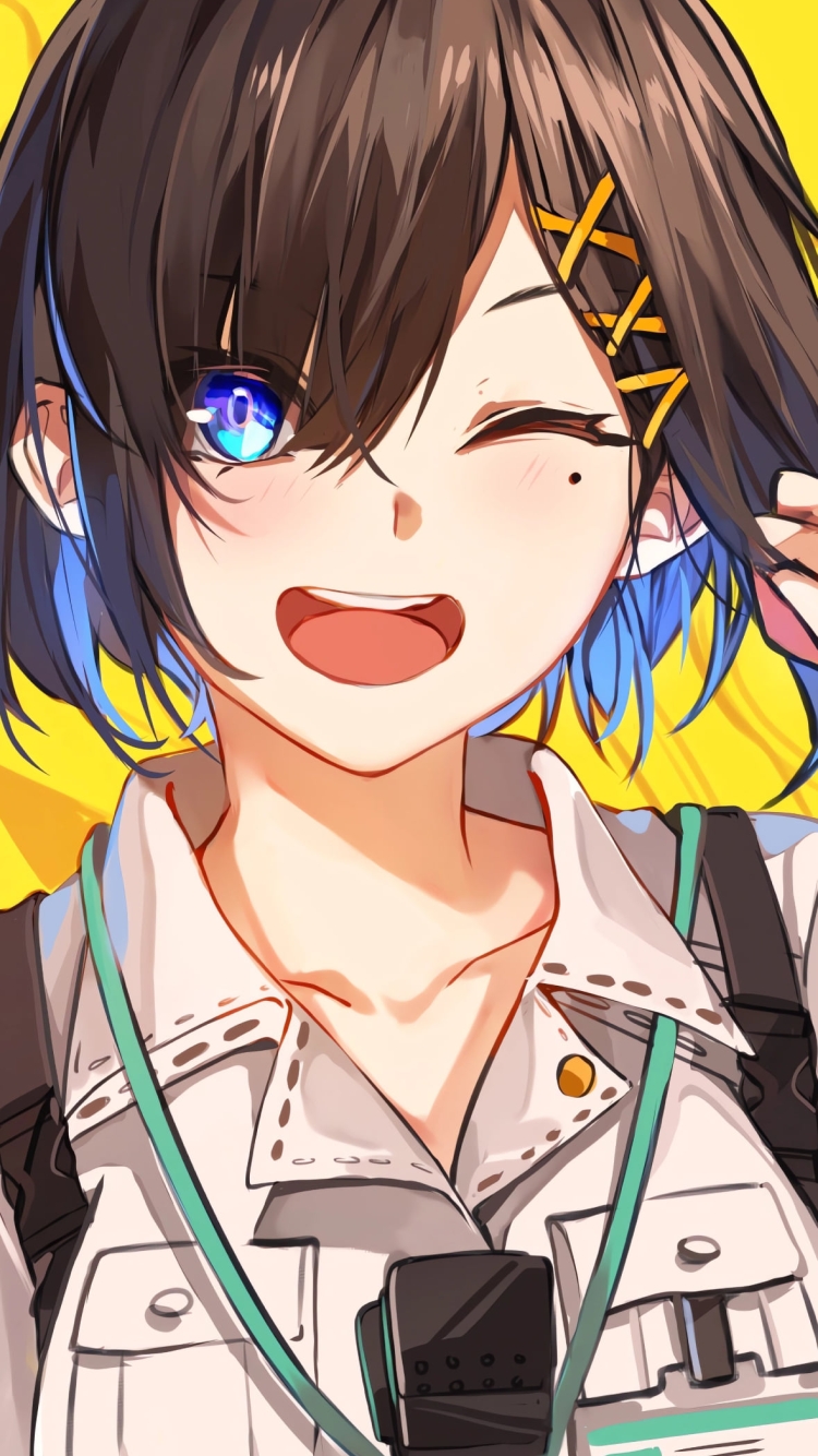 ウィンクするシスカ・レオンティン / バーチャルYouTuber / にじさんじ / Siska Leontyneの750 x 1334 / スマホ壁紙