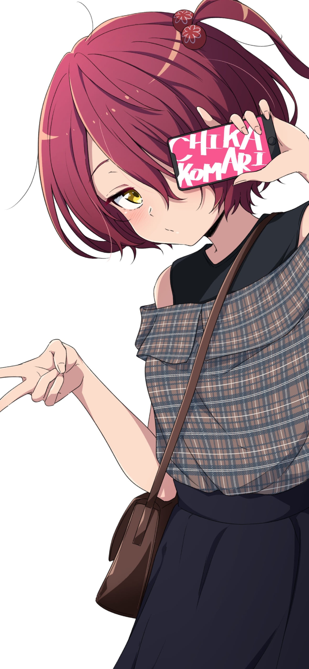 スマホを持ちピースをする小鞠知花 / 負けヒロインが多すぎる!の1170 x 2532 / スマホ壁紙