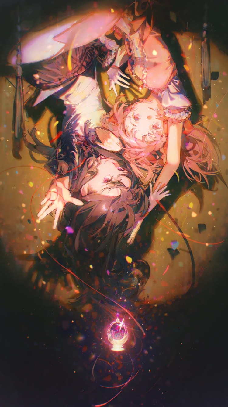 逆さまの暁美ほむらと鹿目まどか / 魔法少女まどか☆マギカの750 x 1334 / スマホ壁紙