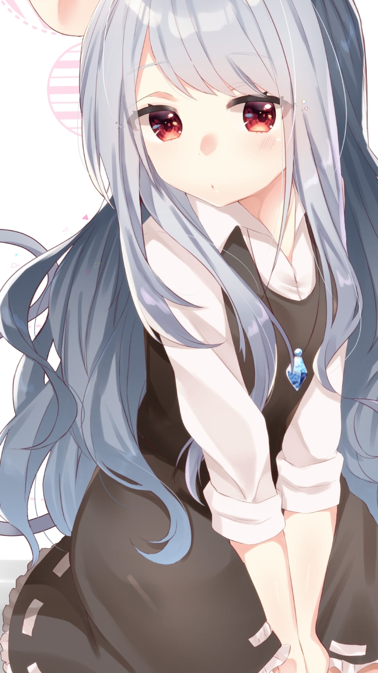 赤い瞳でこちらを見つめるナズーリン / 東方の750 x 1334 / スマホ壁紙