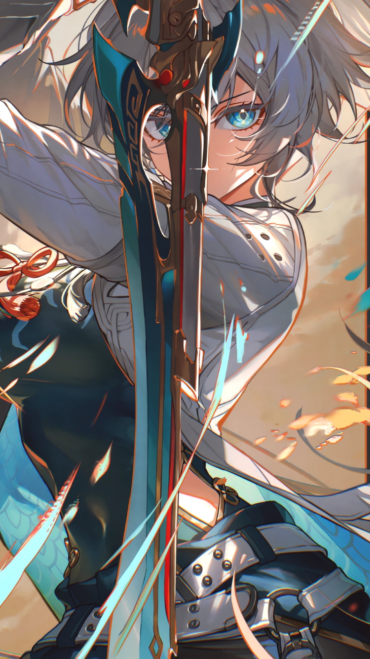 剣をかまえるかっこいい飛霄(ひしょう) / 崩壊スターレイルの750 x 1334 / スマホ壁紙