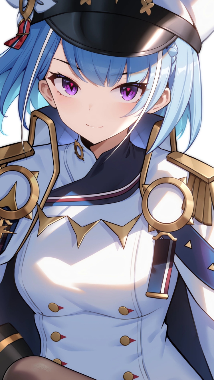 紫の瞳でこちらを見つめる海軍大佐 ランディ / エピックセブンの750 x 1334 / スマホ壁紙