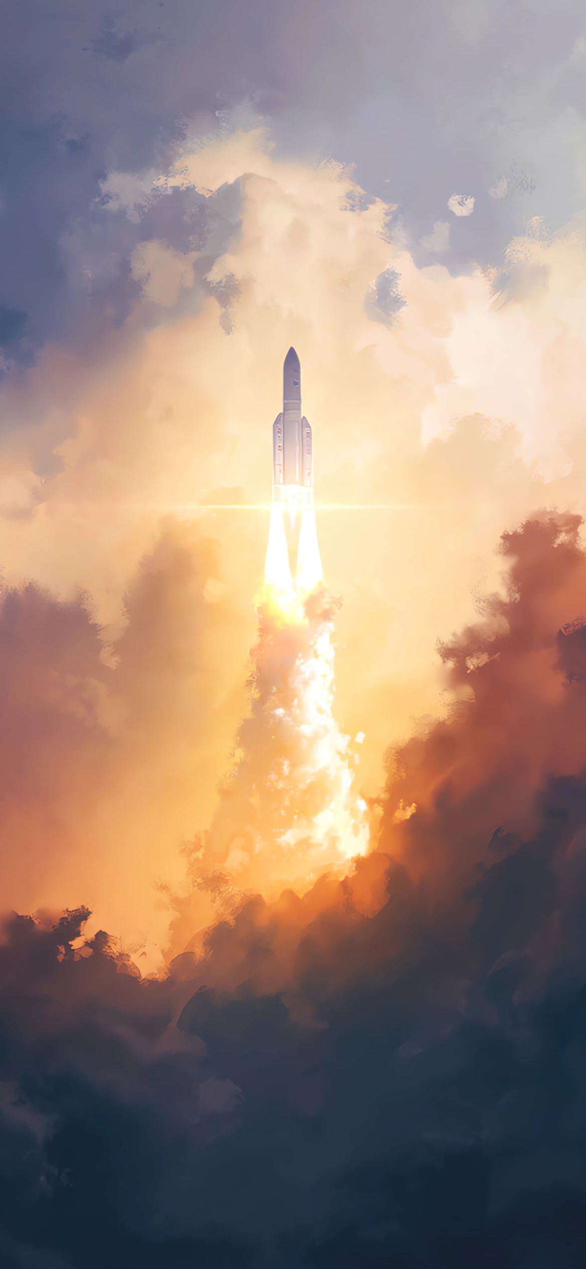 噴煙上げて発射する白いロケットの1170 x 2532 / スマホ壁紙