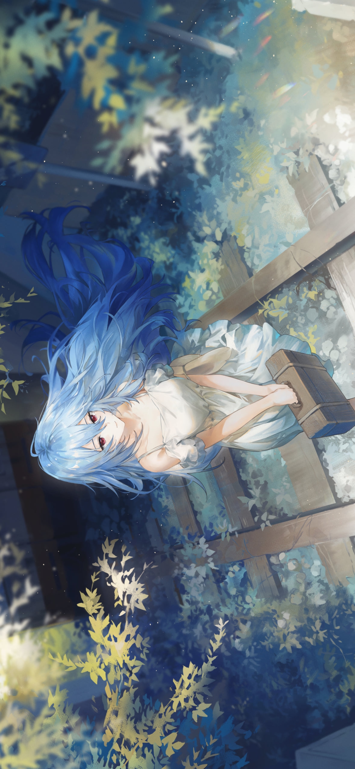 廃れた線路の上に立つ綾波レイ / 新世紀エヴァンゲリオンの1170 x 2532 / スマホ壁紙