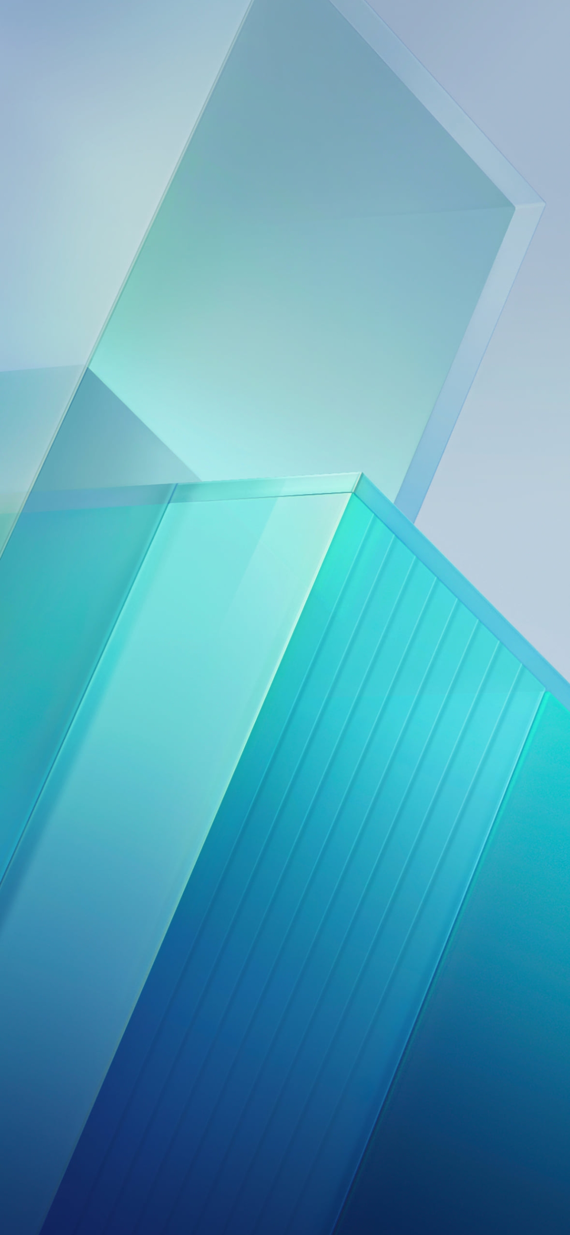 淡い緑の建築物のようなCGの1170 x 2532 / スマホ壁紙