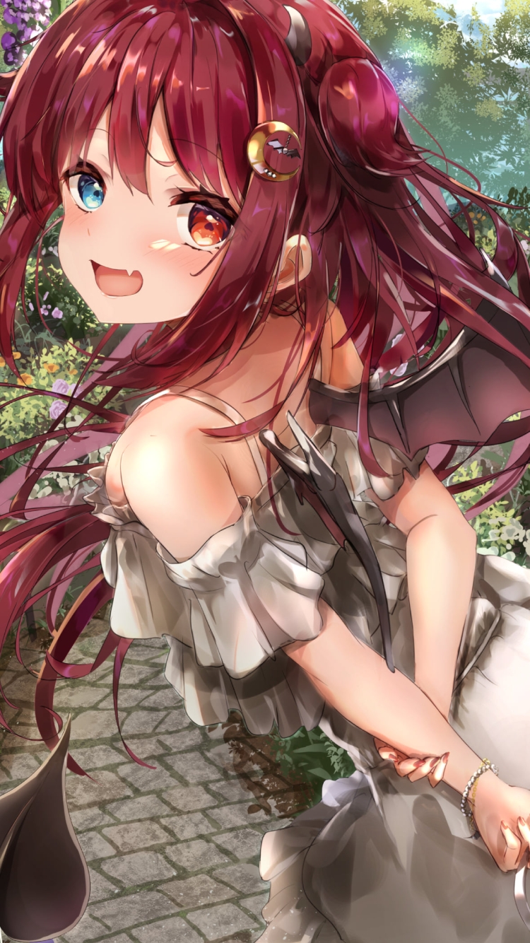 後ろ手を組む夢月ロア / にじさんじ / バーチャルYouTuberの750 x 1334 / スマホ壁紙
