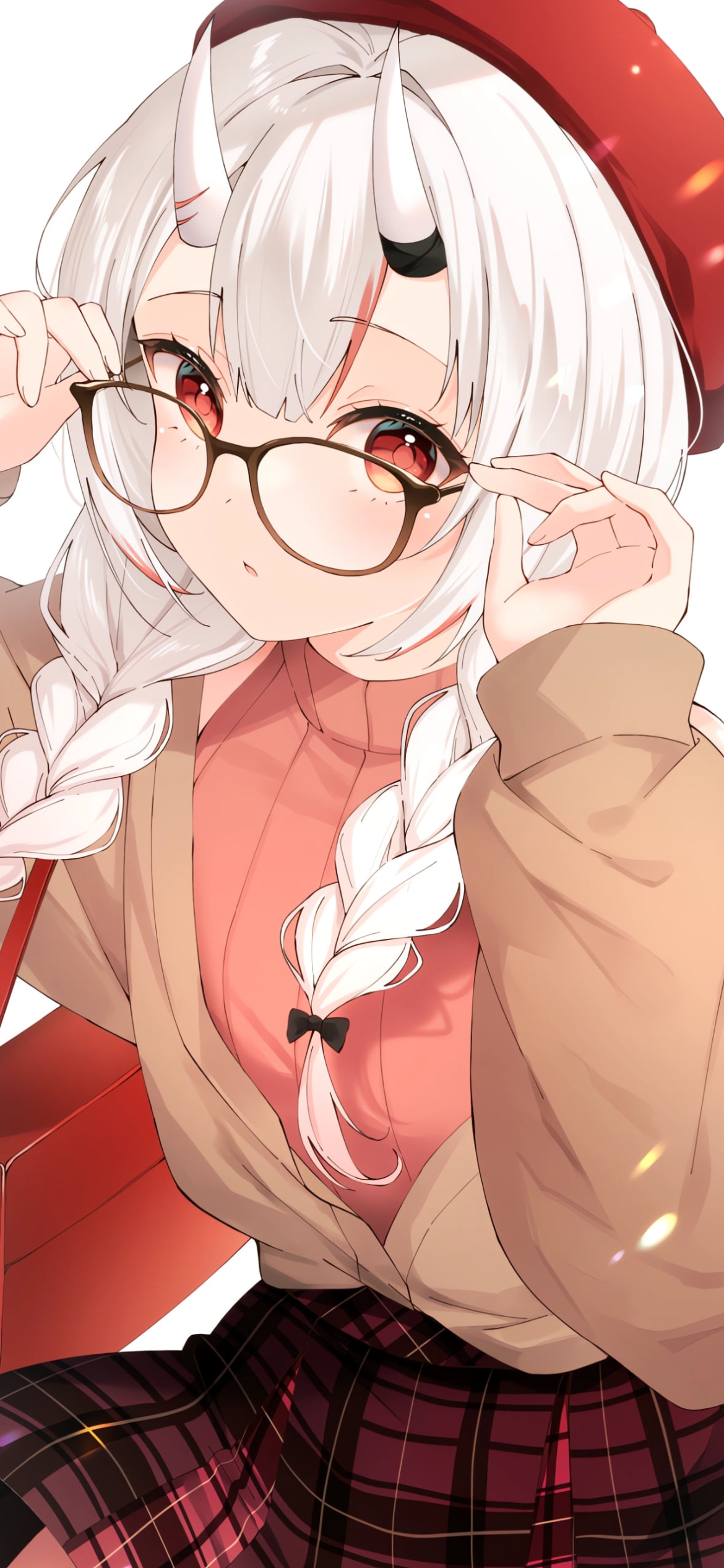眼鏡に手をかける可愛い百鬼あやめ / ホロライブ / バーチャルYouTuber / Vtuberの1170 x 2532 / スマホ壁紙