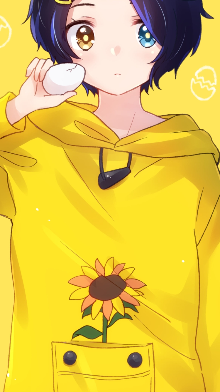 ゆで卵を持つ大戸アイ / ワンダーエッグ･プライオリティの750 x 1334 / スマホ壁紙
