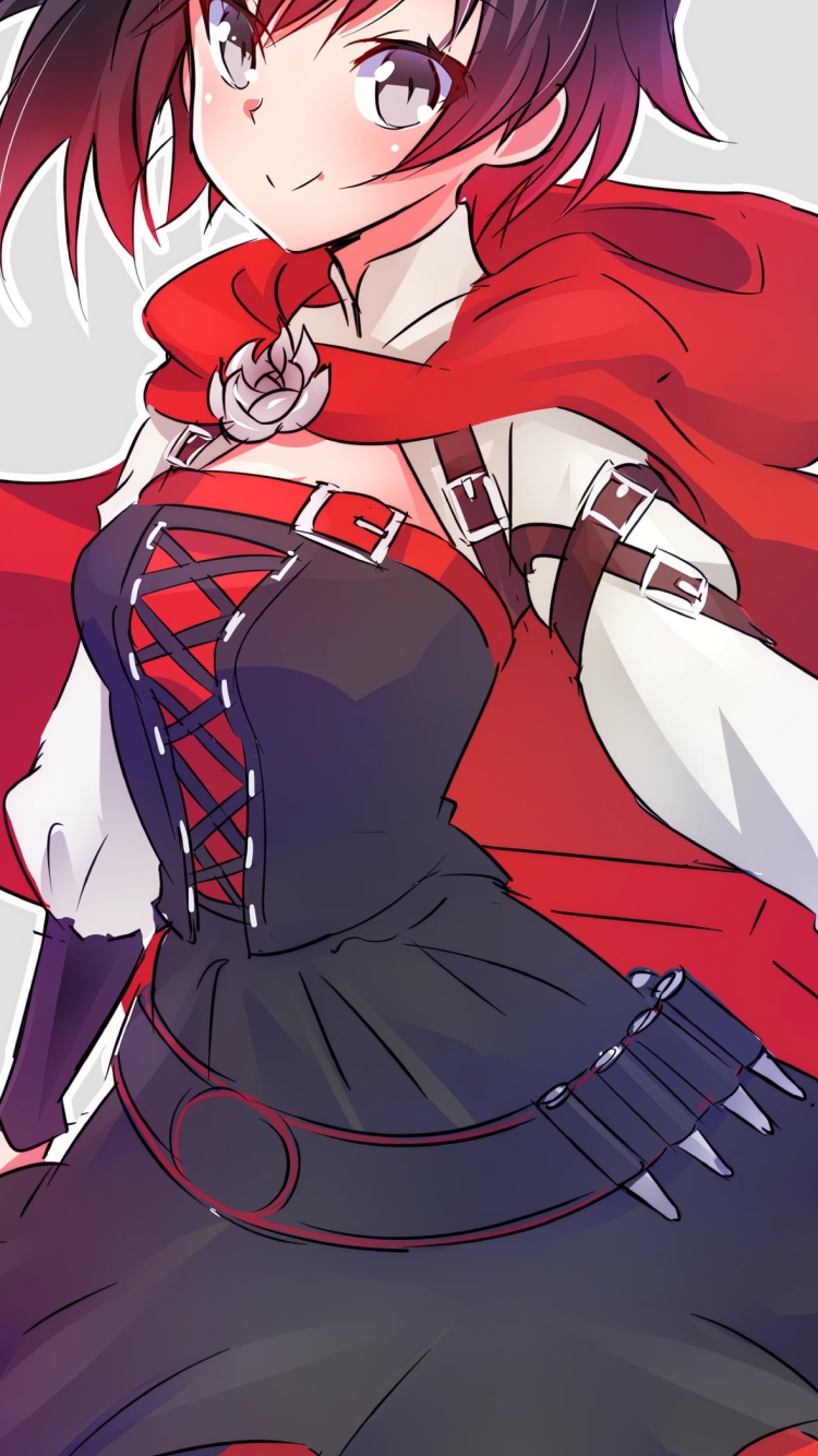 赤いマントを付けたルビー・ローズ / RWBYの750 x 1334 / スマホ壁紙
