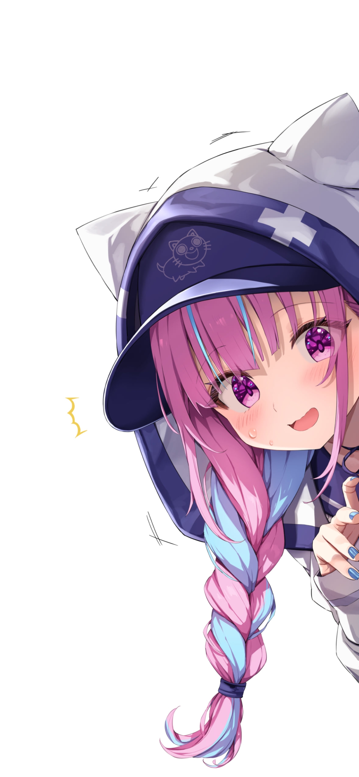 壁から覗き込む湊あくあ / バーチャルYouTuber / ホロライブの1170 x 2532 / スマホ壁紙