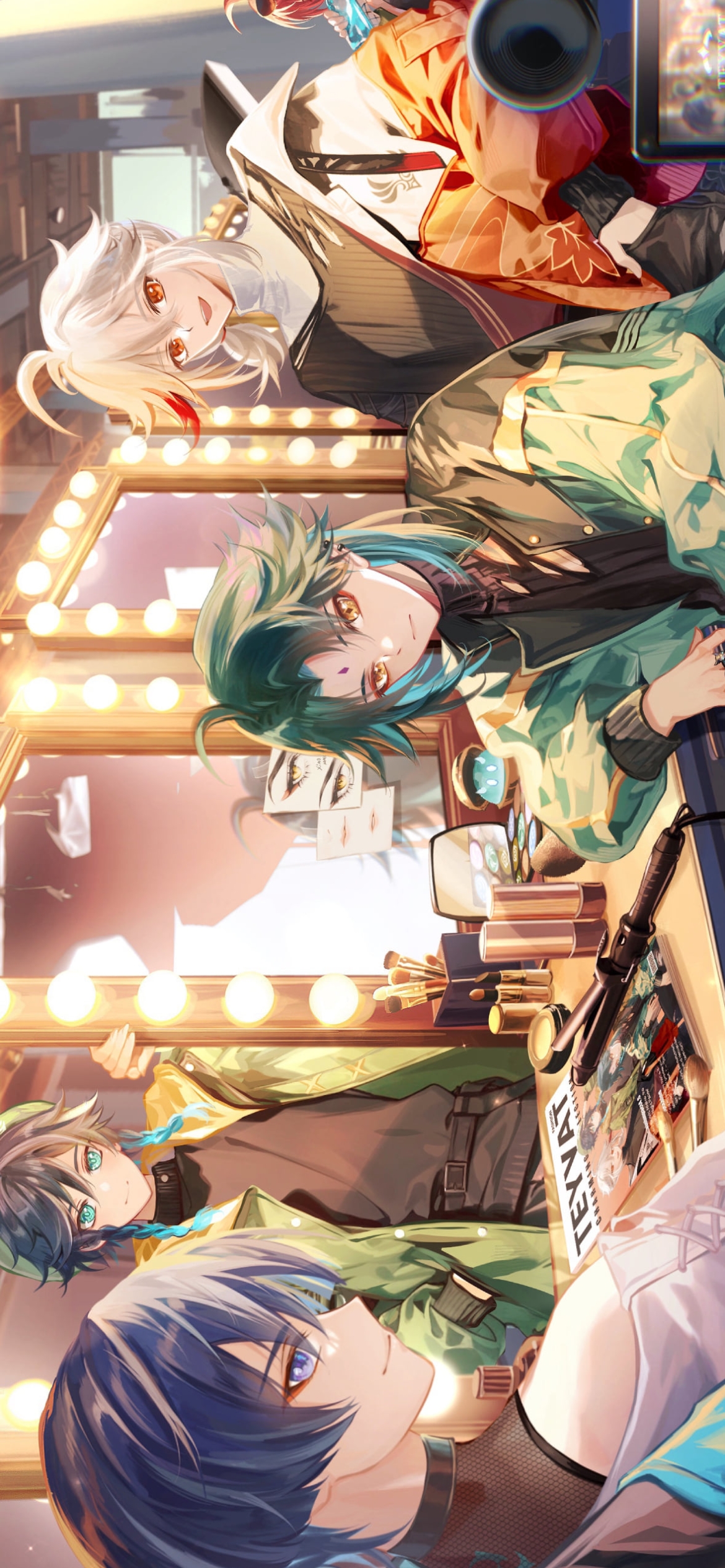 カメラ目線の魈 / ウェンティ / スカラマシュ / 楓原万葉 / 放浪者 / 鹿野院平蔵 / 原神の1170 x 2532 / スマホ壁紙
