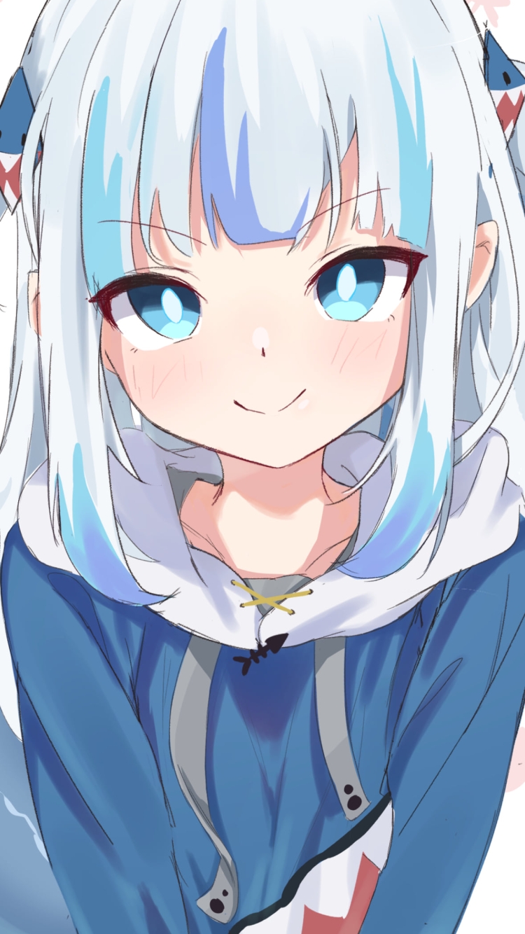 微笑みながら真っ直ぐこちらを見つめるがうる・ぐら / ホロライブ / バーチャルYouTuberの750 x 1334 / スマホ壁紙