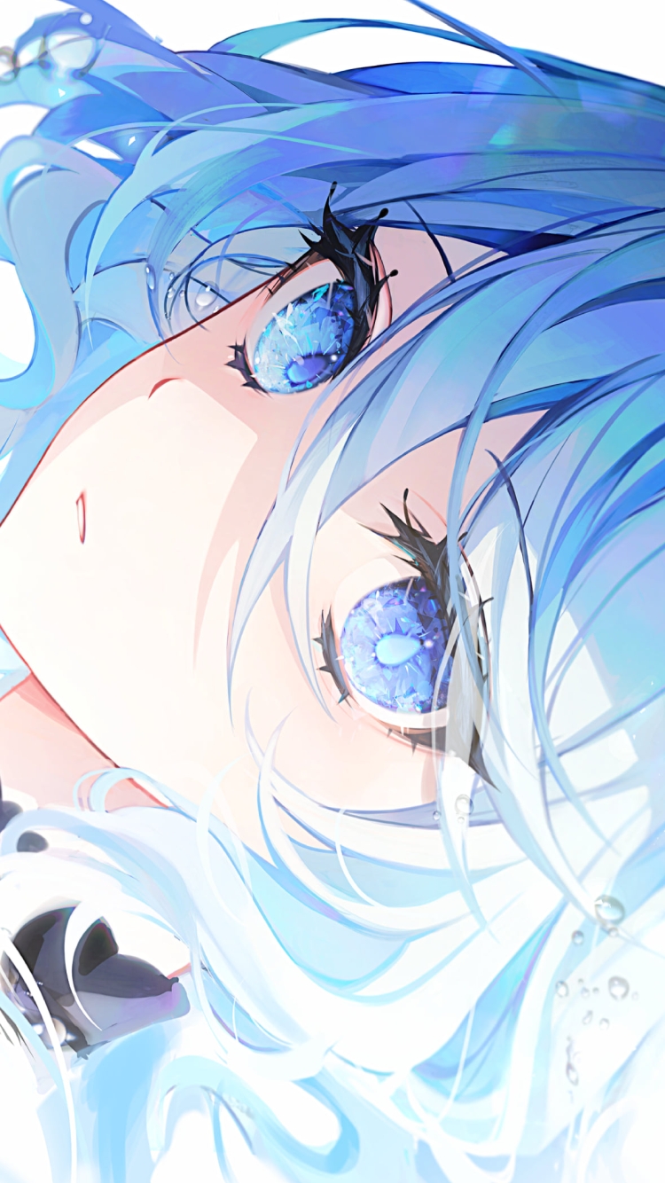 水色の瞳でこちらを見つめるフリーナ / 原神の750 x 1334 / スマホ壁紙