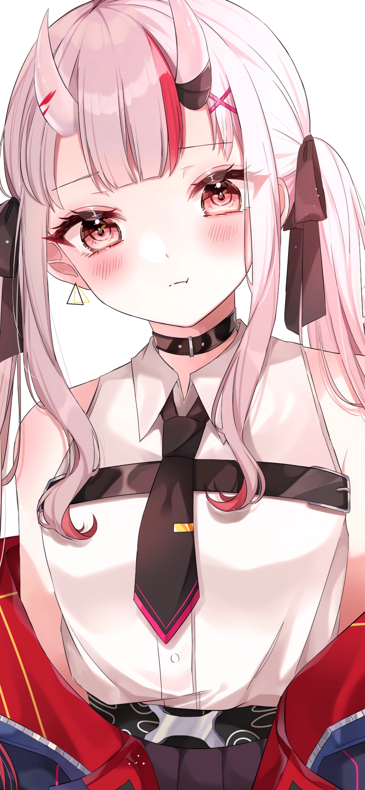頬を赤らめる百鬼あやめ / ホロライブ / バーチャルYouTuber / Vtuberの1170 x 2532 / スマホ壁紙